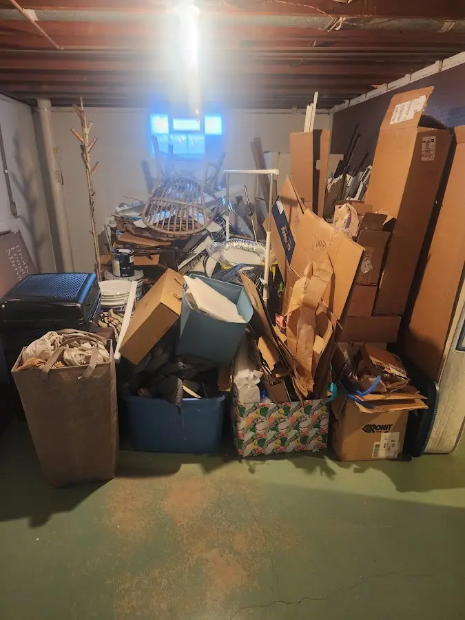 Roll-off dumpster container at job site for 4 Yard Dumpster Rental in Lindenwold